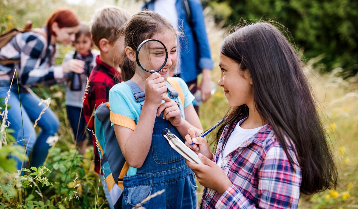 Children exploring outside