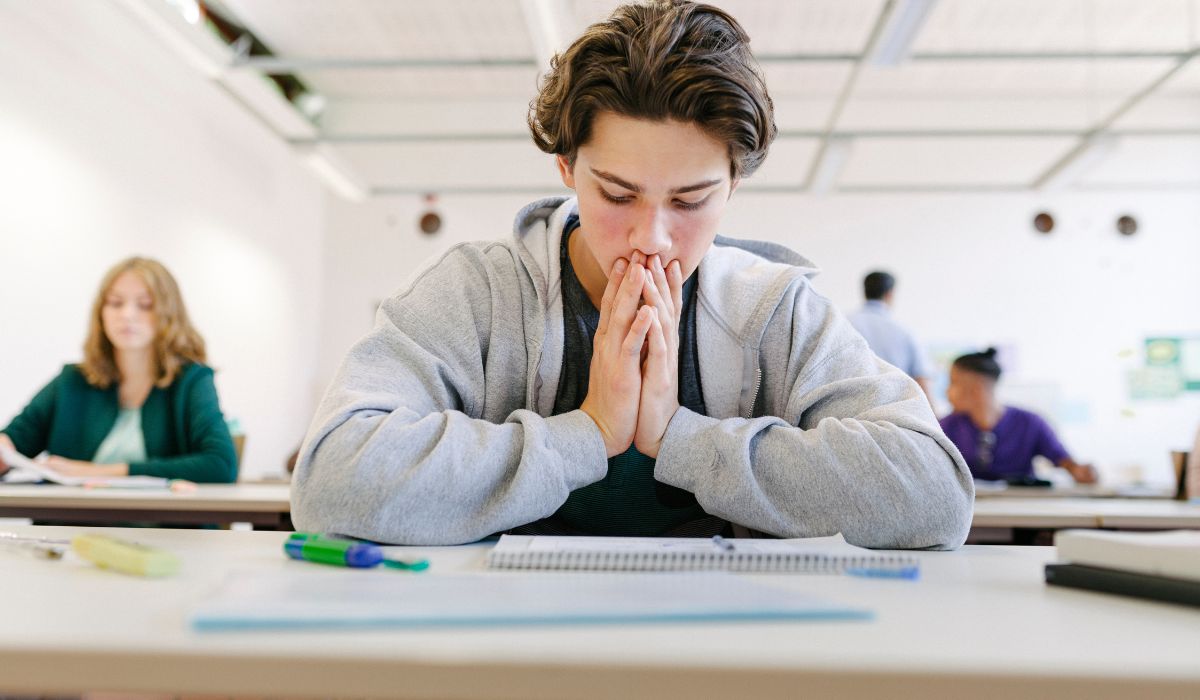 Teenager doing exam