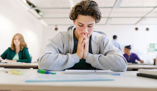 Teenager doing exam