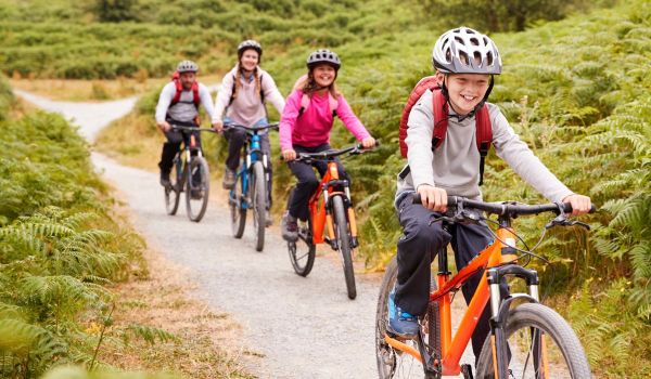 Kids riding bikes