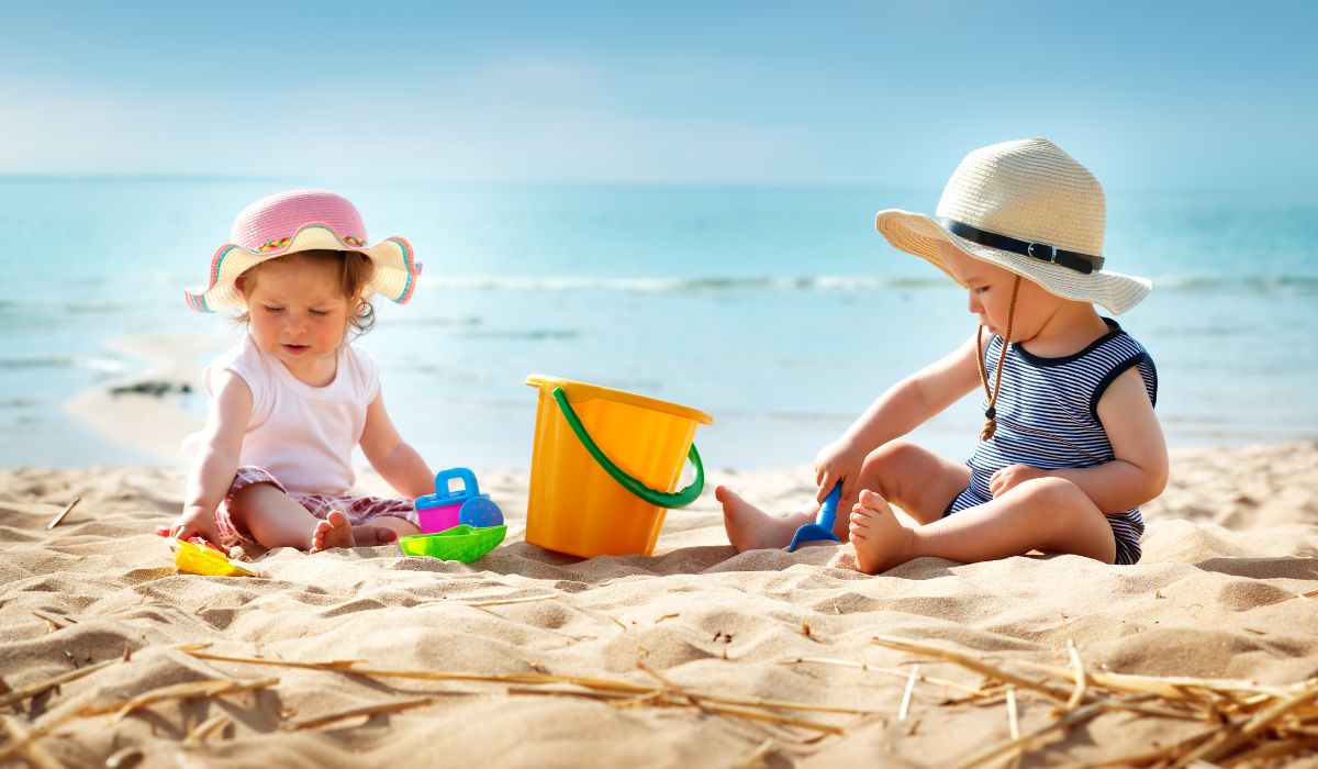 Two babies at the beach