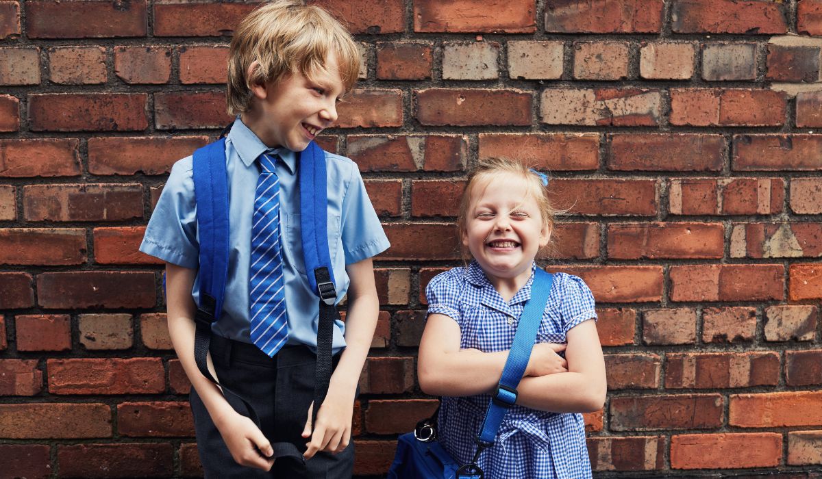 Kids in school uniforms