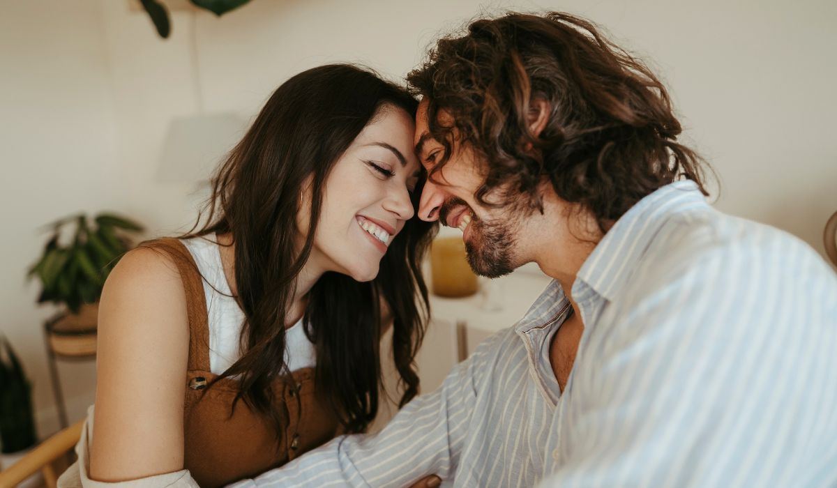 Couple looking at each other