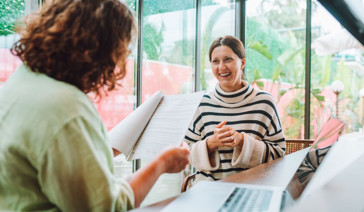 Woman being interviewed for a job