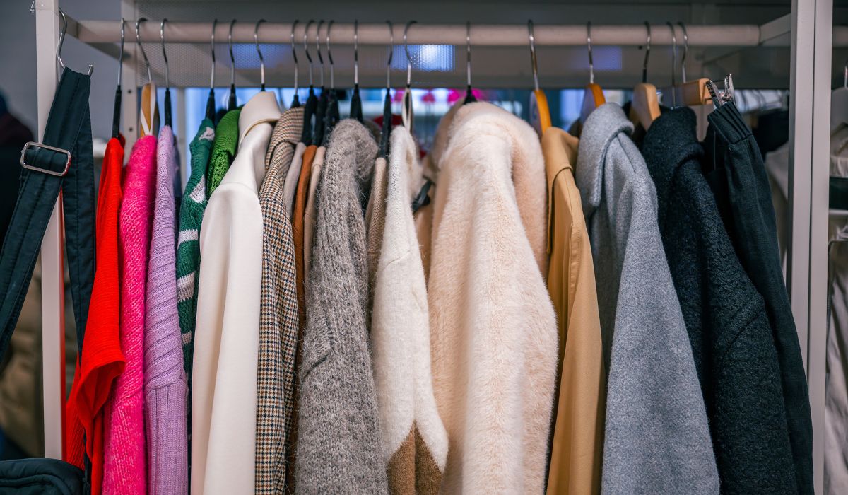 layers on a rack in a shop