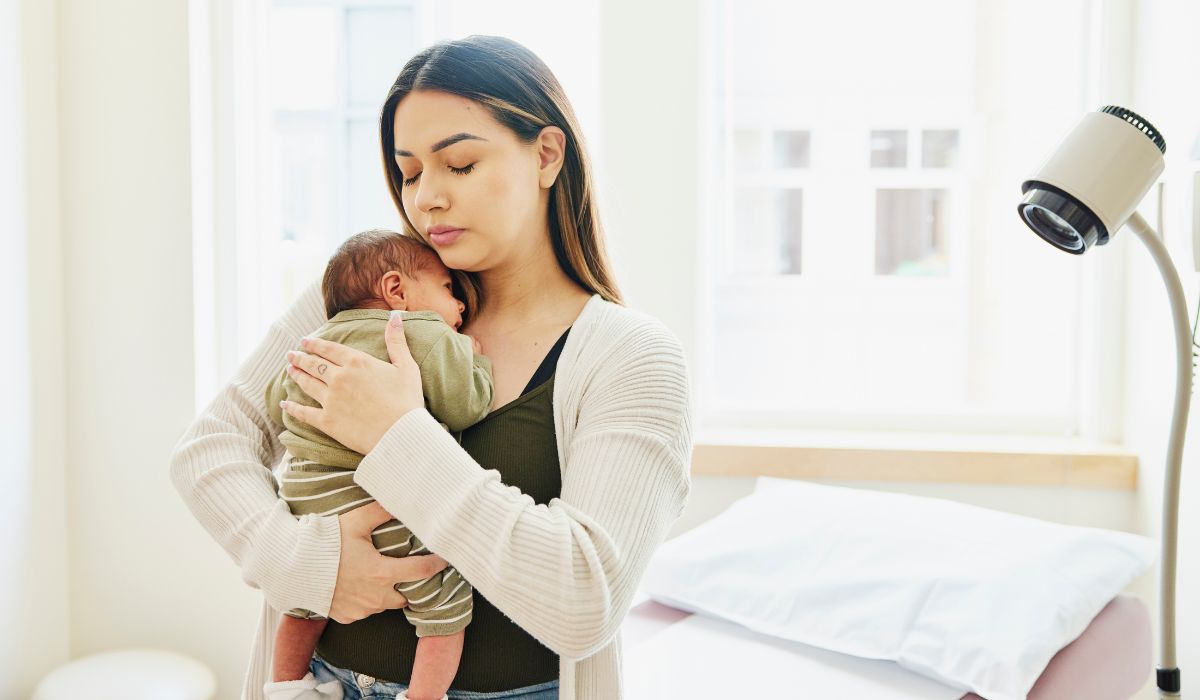 Mother holding baby