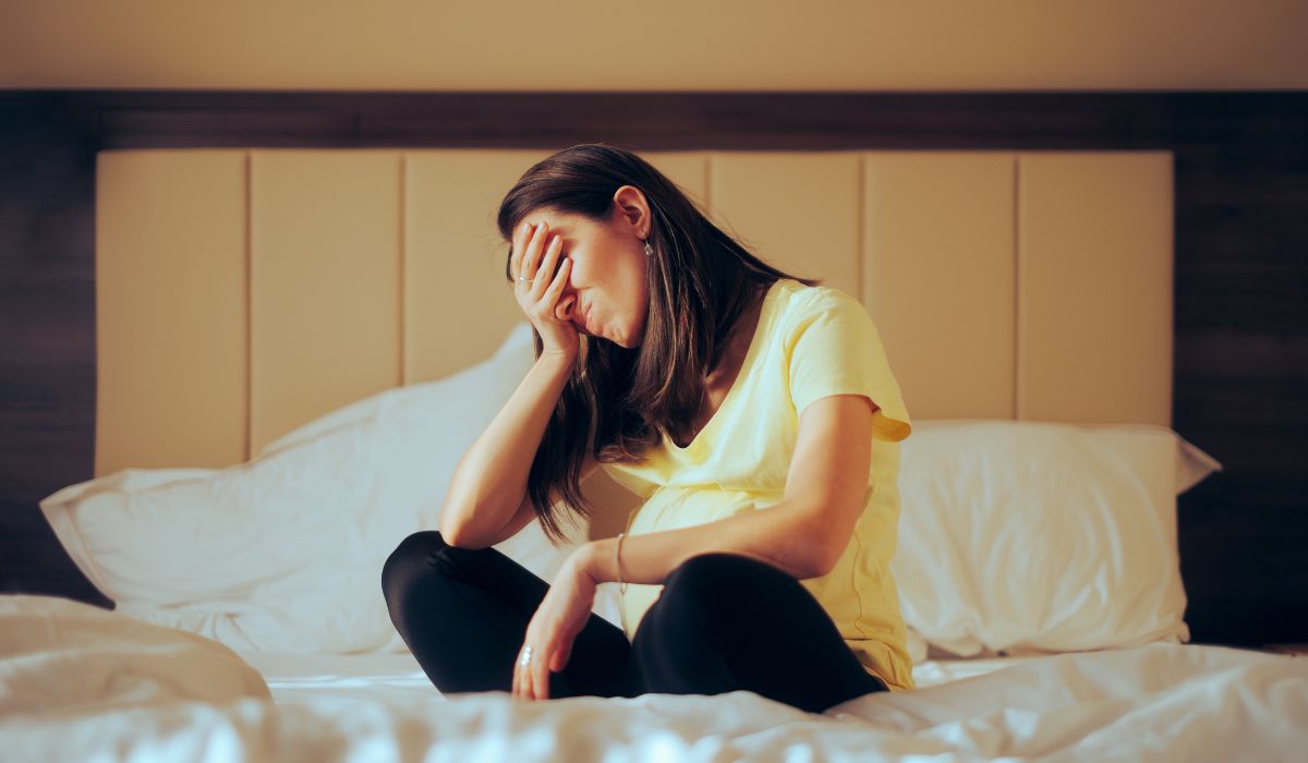 Sad pregnant woman