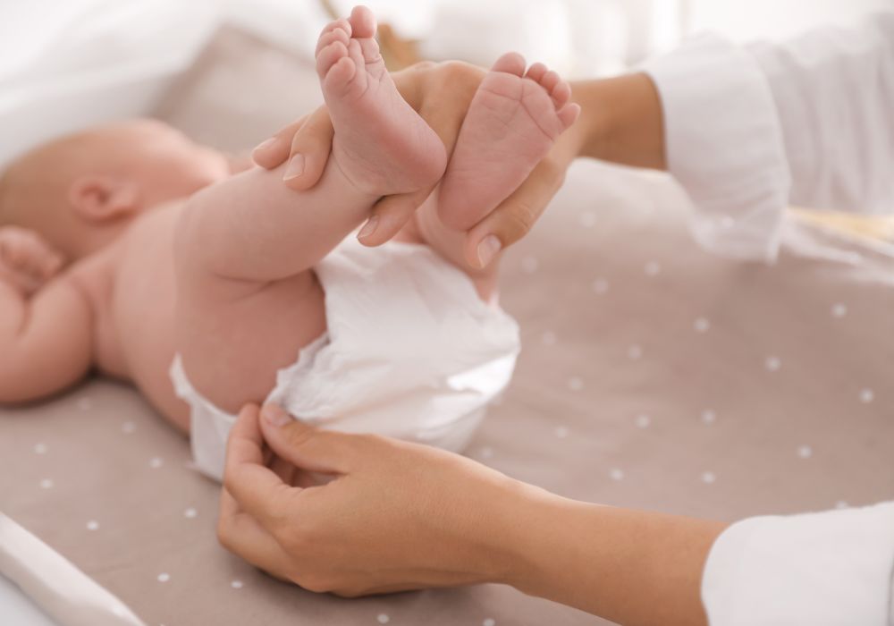 A baby on a changing table
