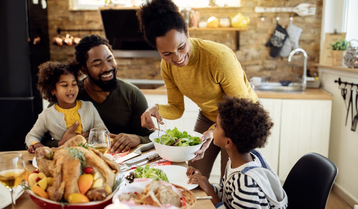 Family eating dinner