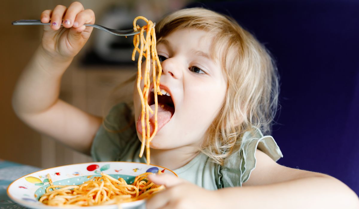 Child eating dinner