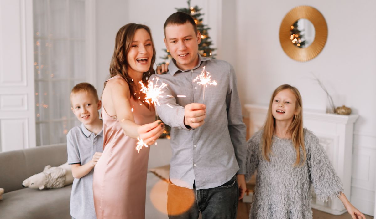 Family celebrating New Years