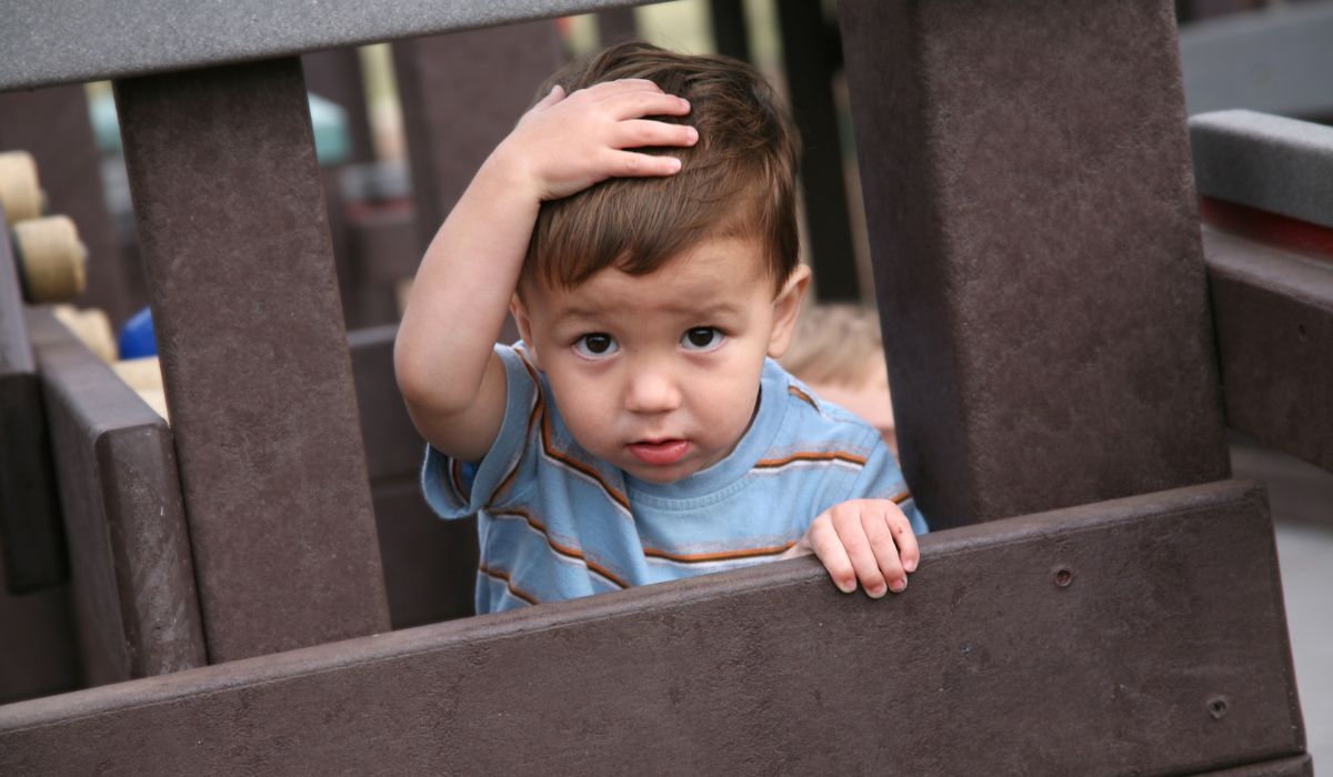 Little boy bumped head