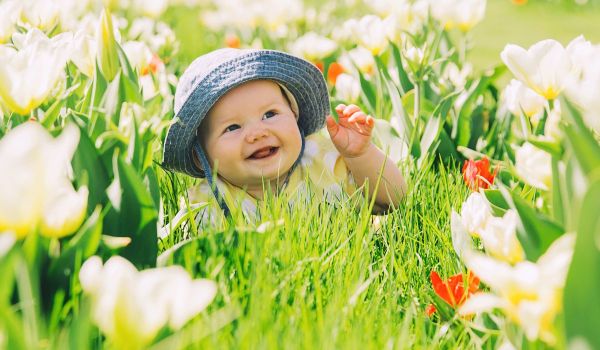 Baby in spring
