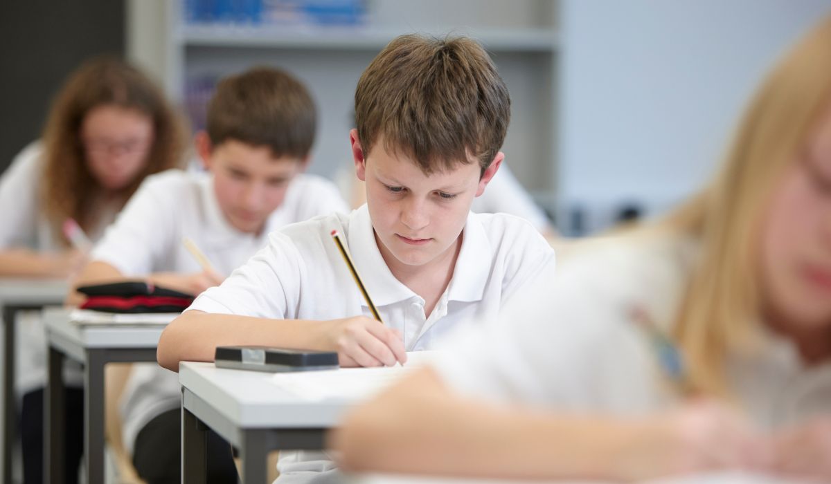 Boy in his exams