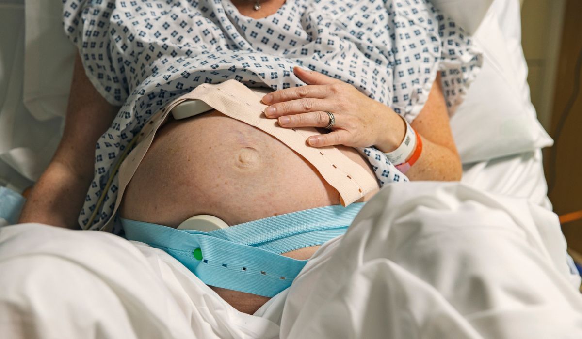 Woman giving birth