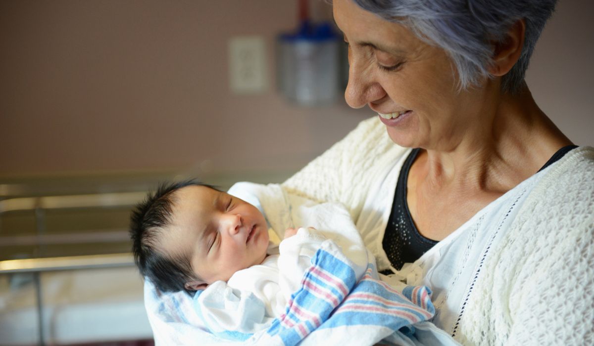 Grandmother holding baby