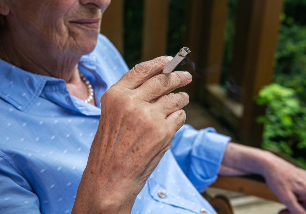 Old woman smoking