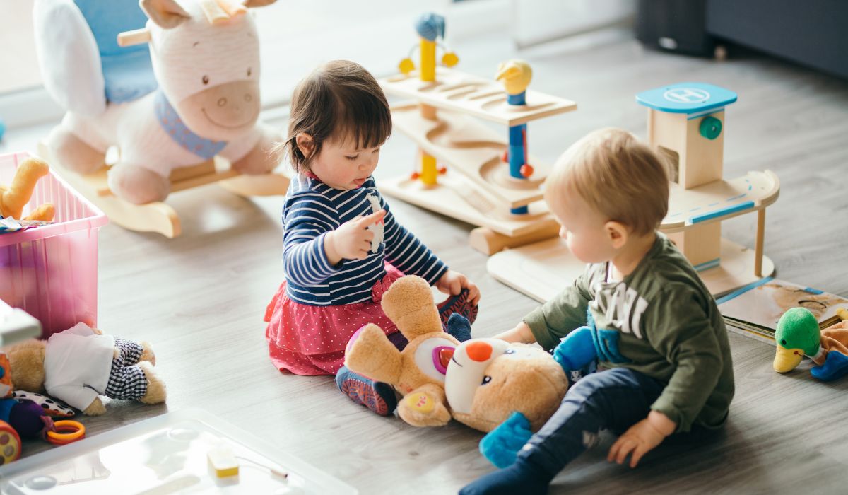 Boy and girl playing