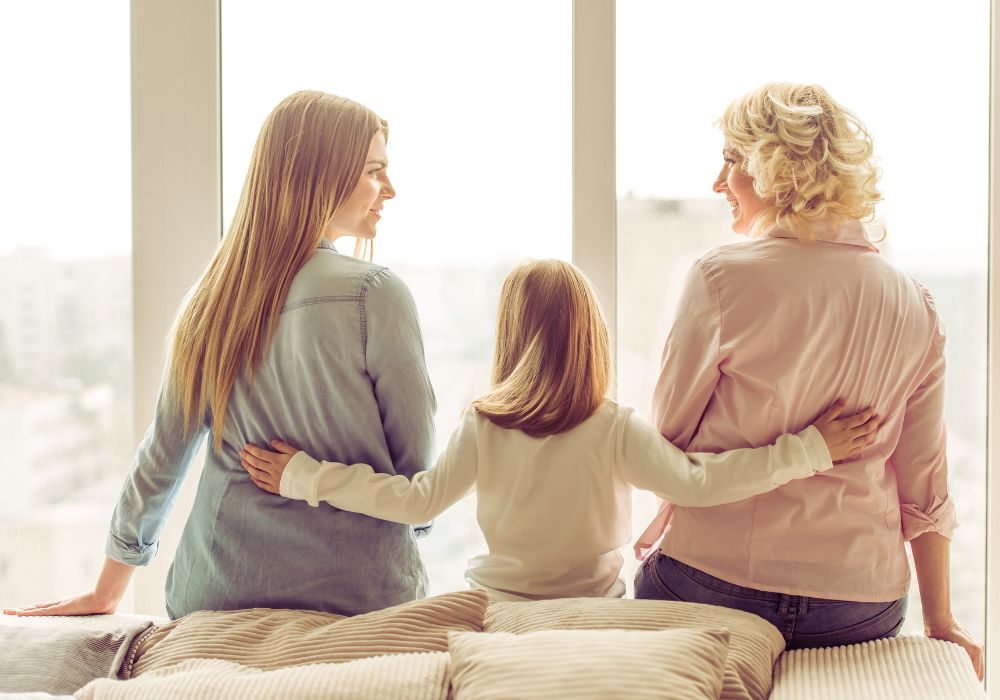 Grandmother, aunt and child