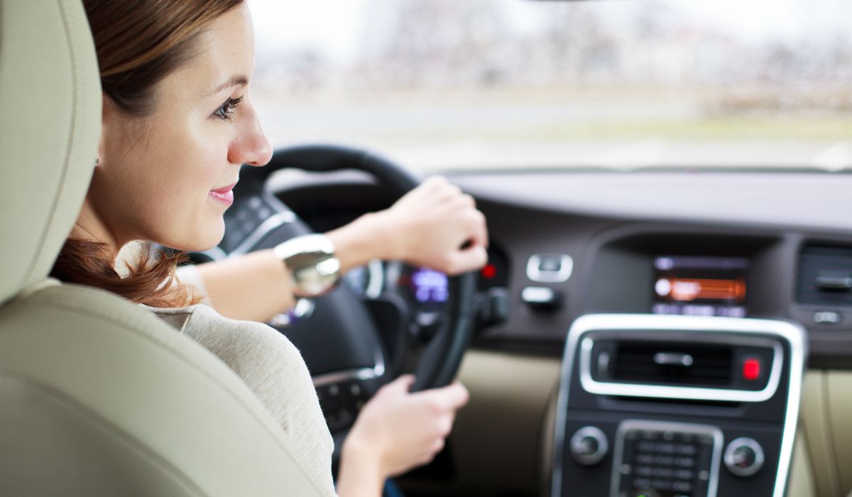 Woman learning to drive