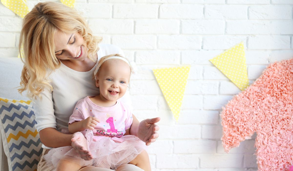 Mother and child first birthday