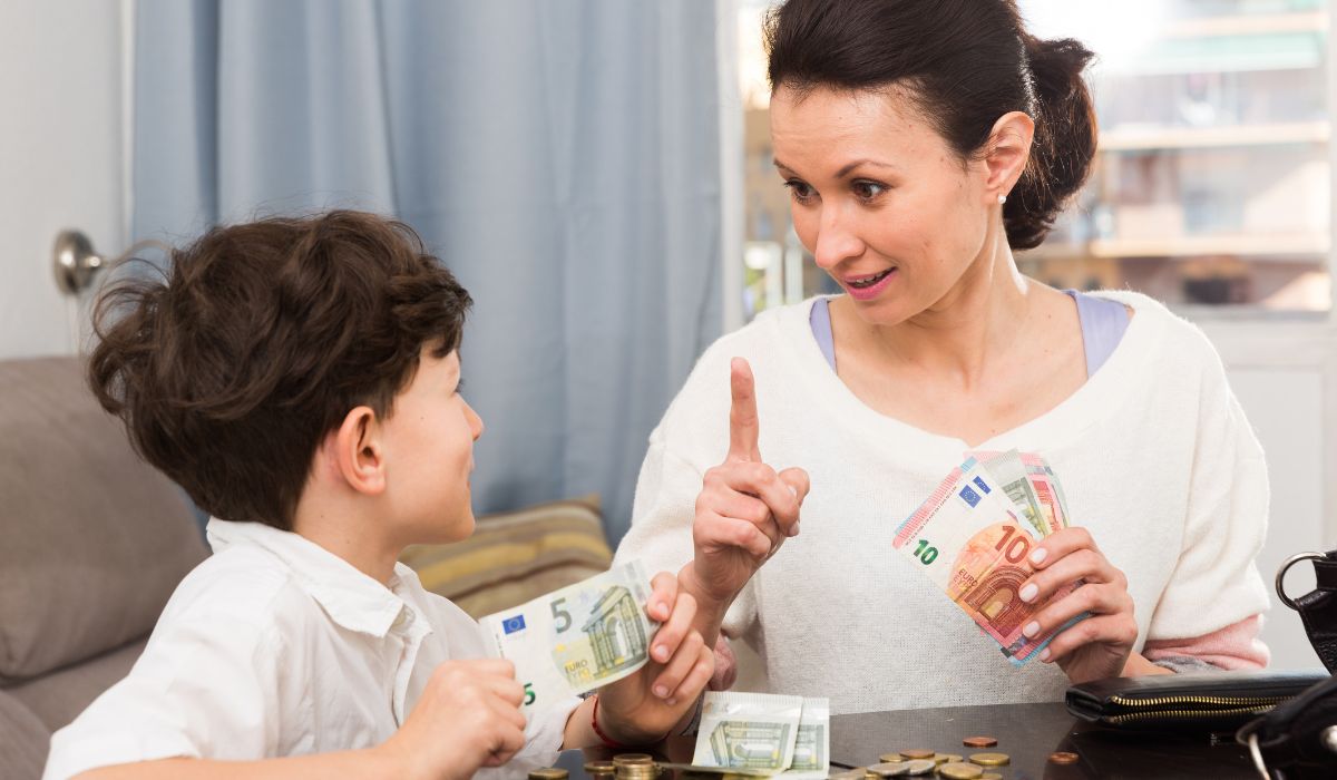 Mum and son budgeting