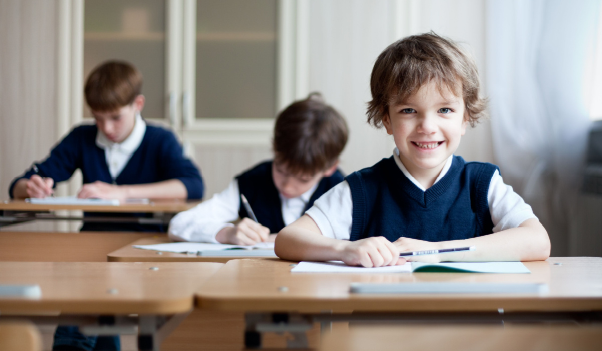 School children in class room