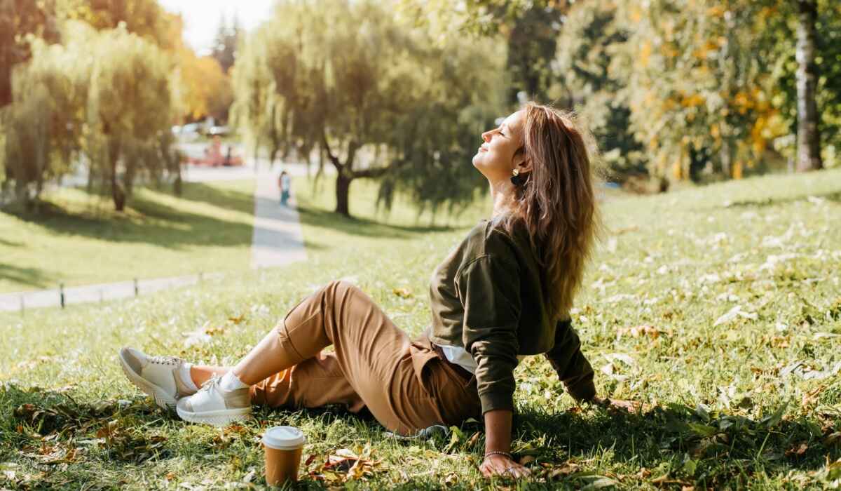 Woman relaxing in a park.