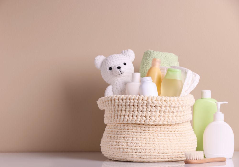 Baby stuff in basket