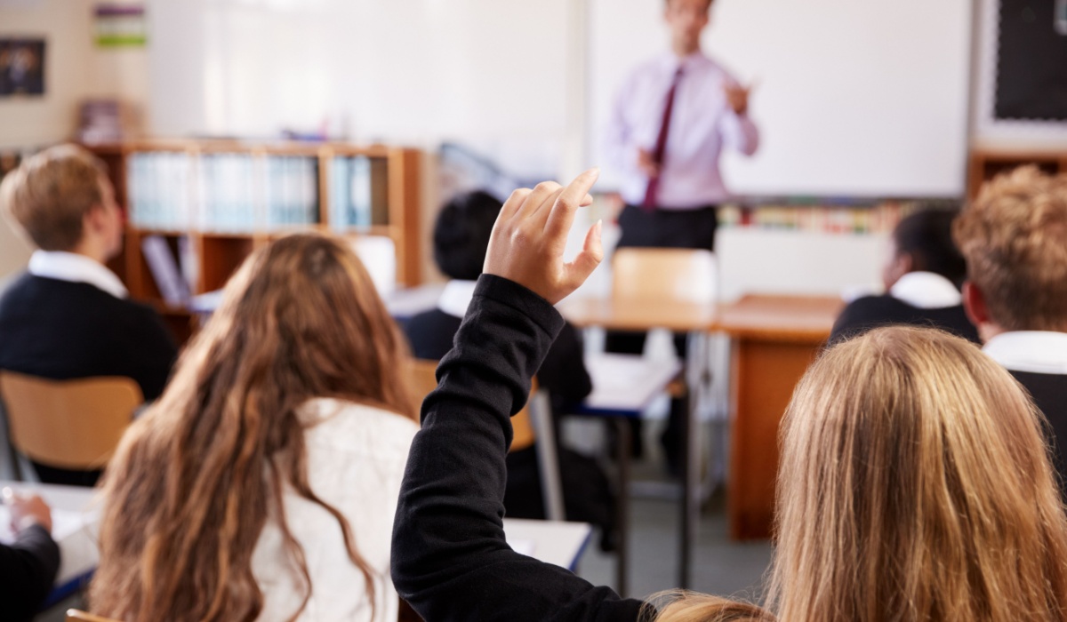 Teenage school children in classroom