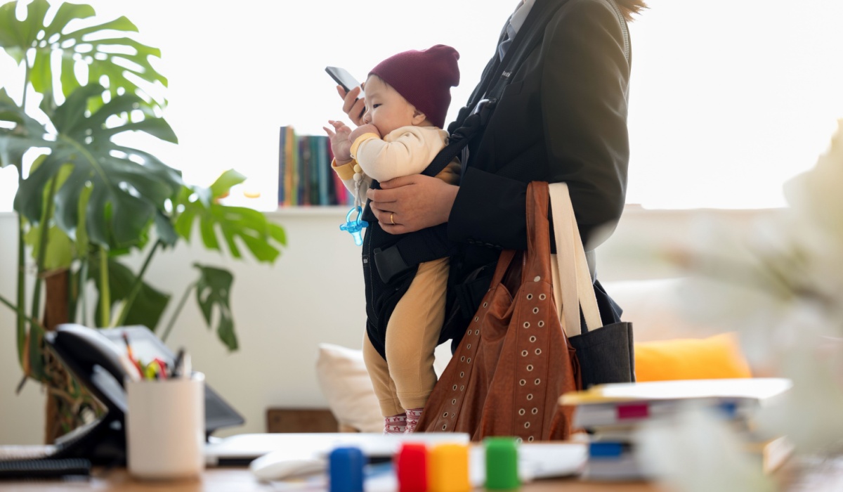 Working mother with baby