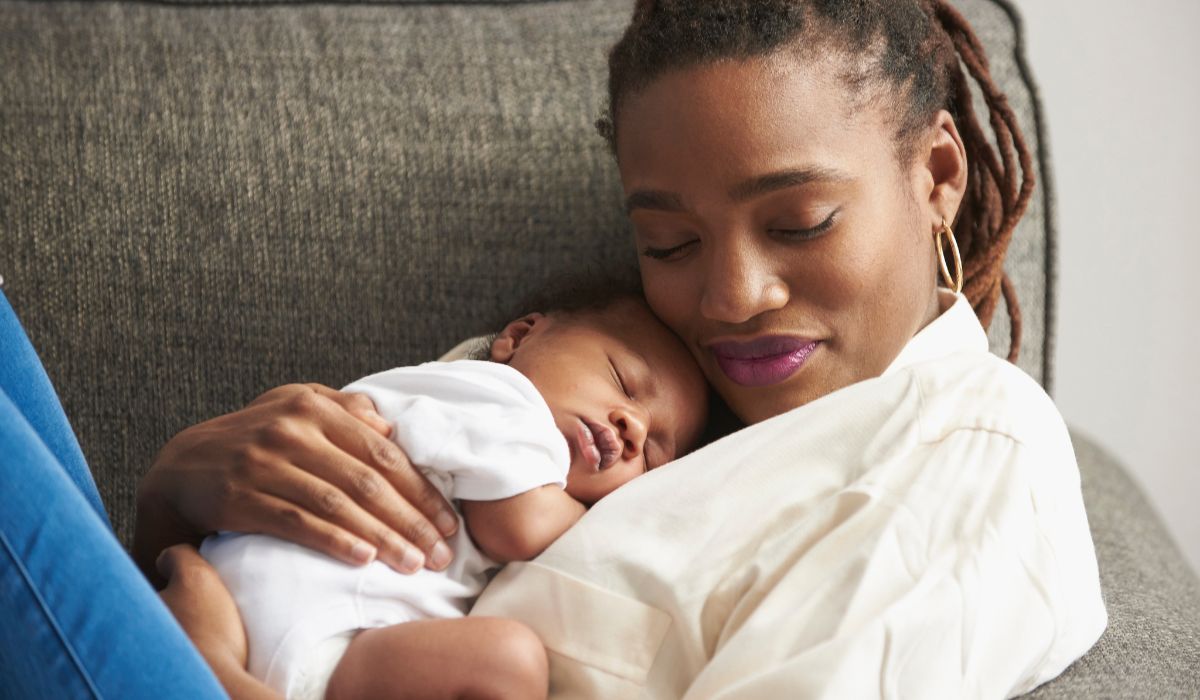 Mother holding baby