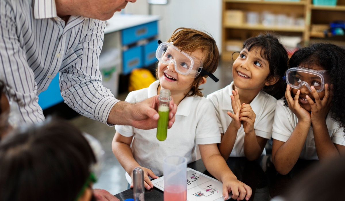 School children in classroom.