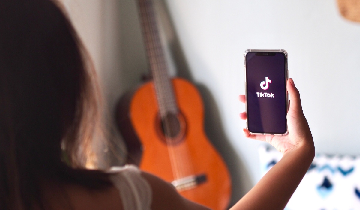 Teenager using TikTok