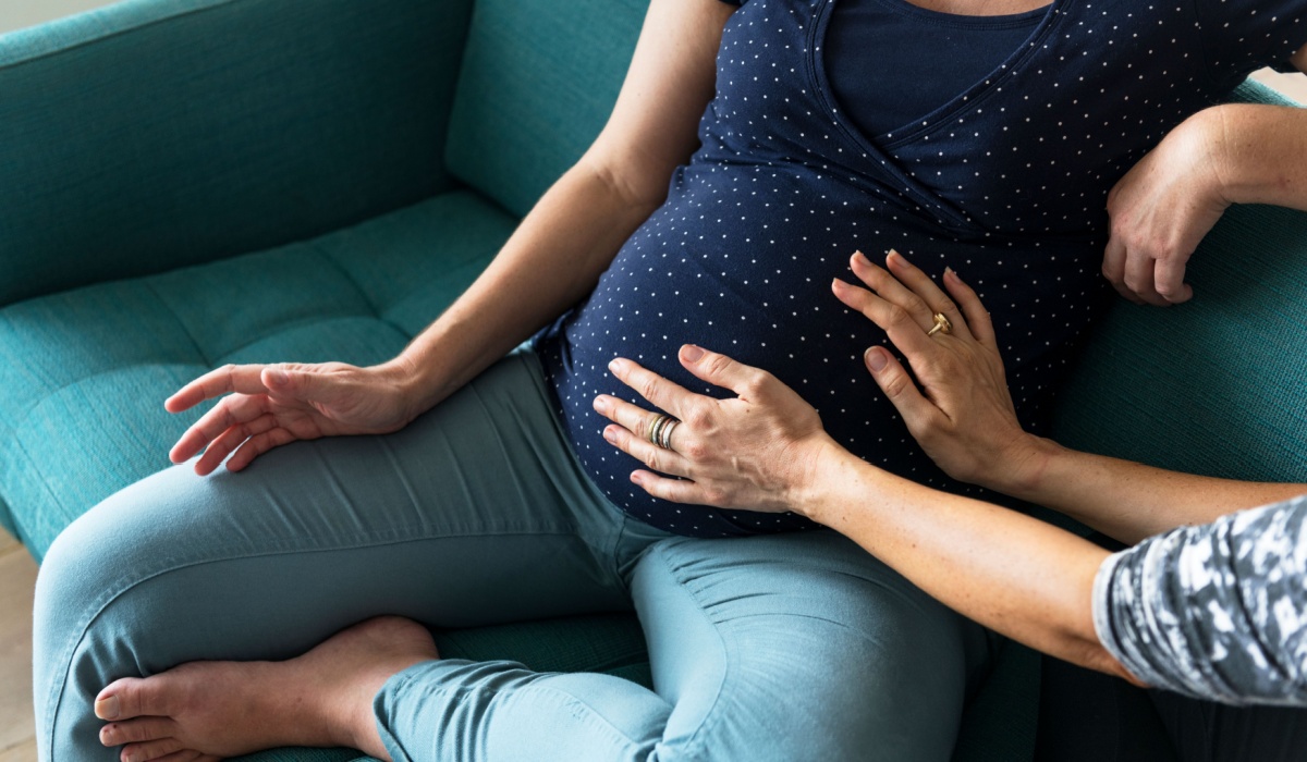 Pregnant mum at home