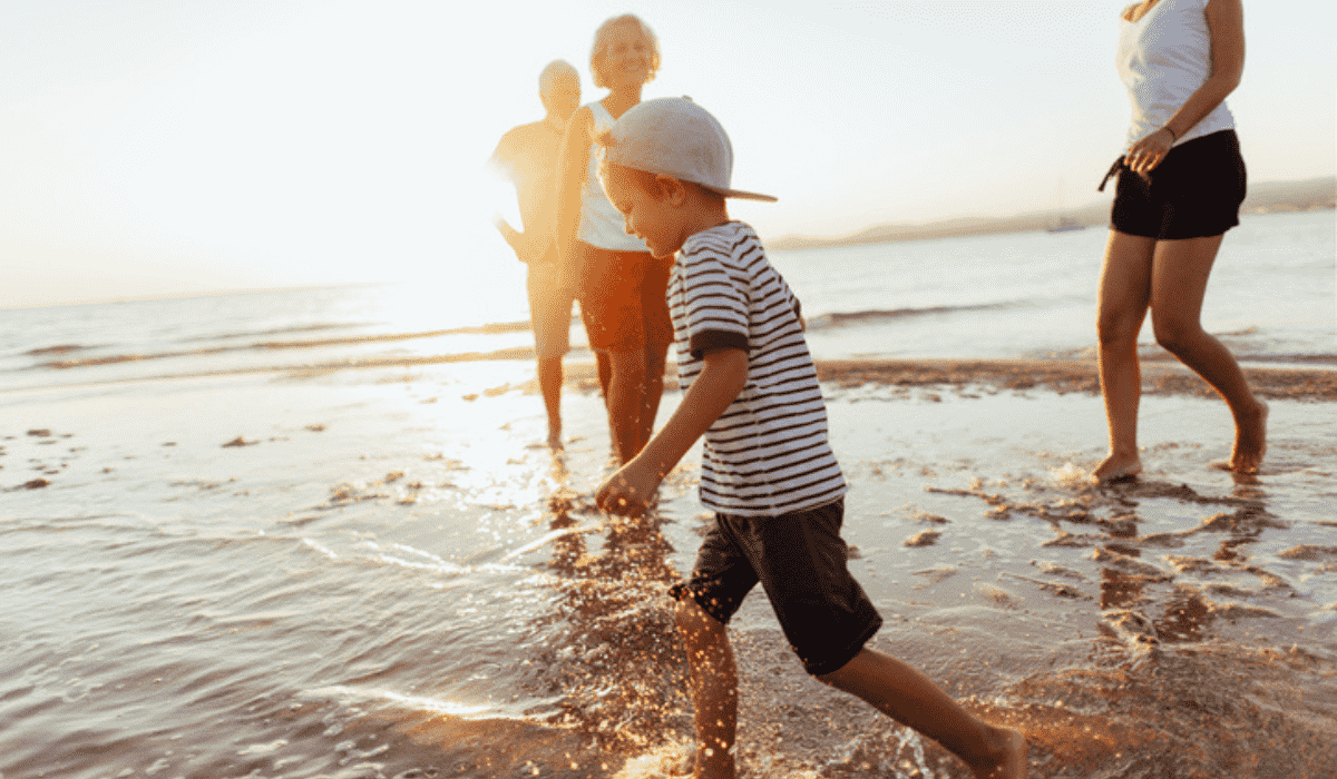 Family on the beach.