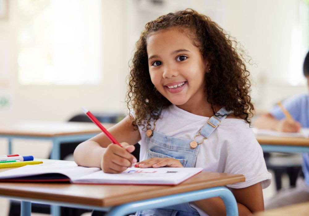 Little girl in school