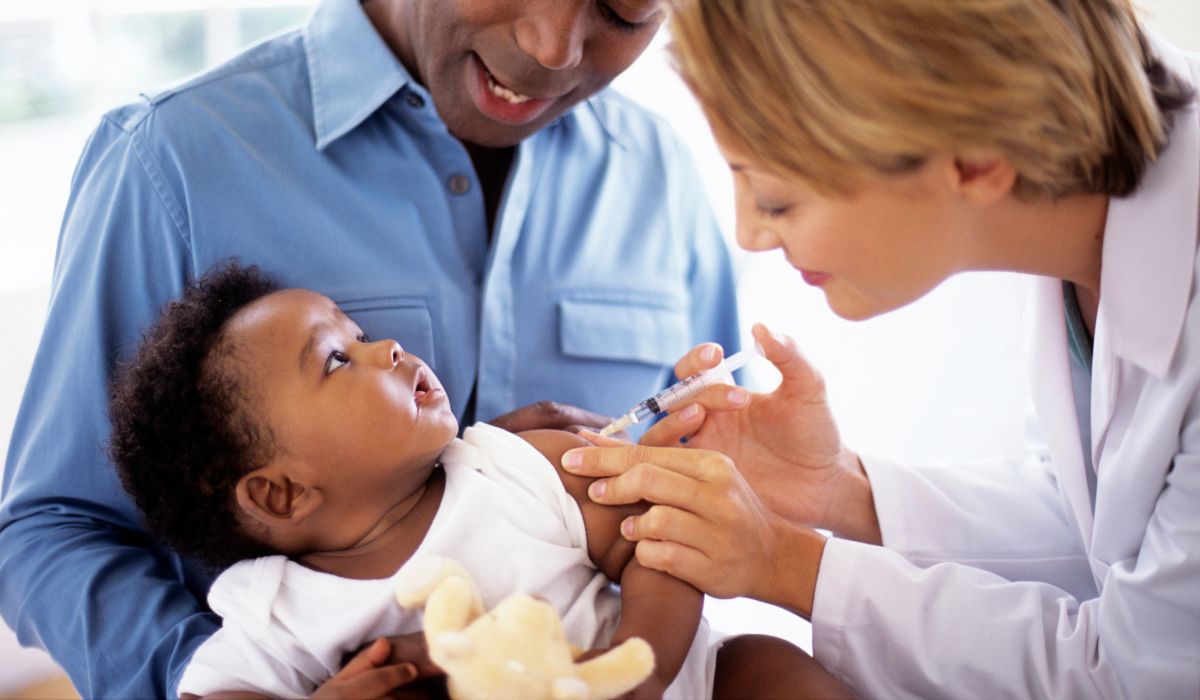 Baby getting vaccine