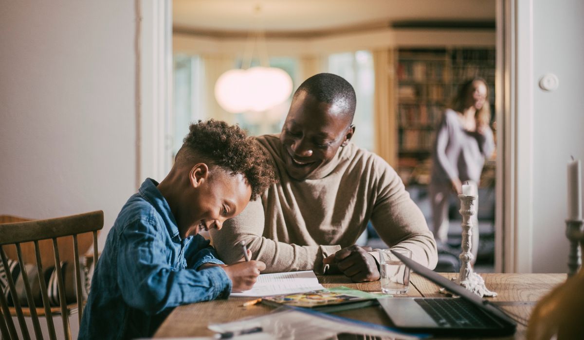 Father teaching child