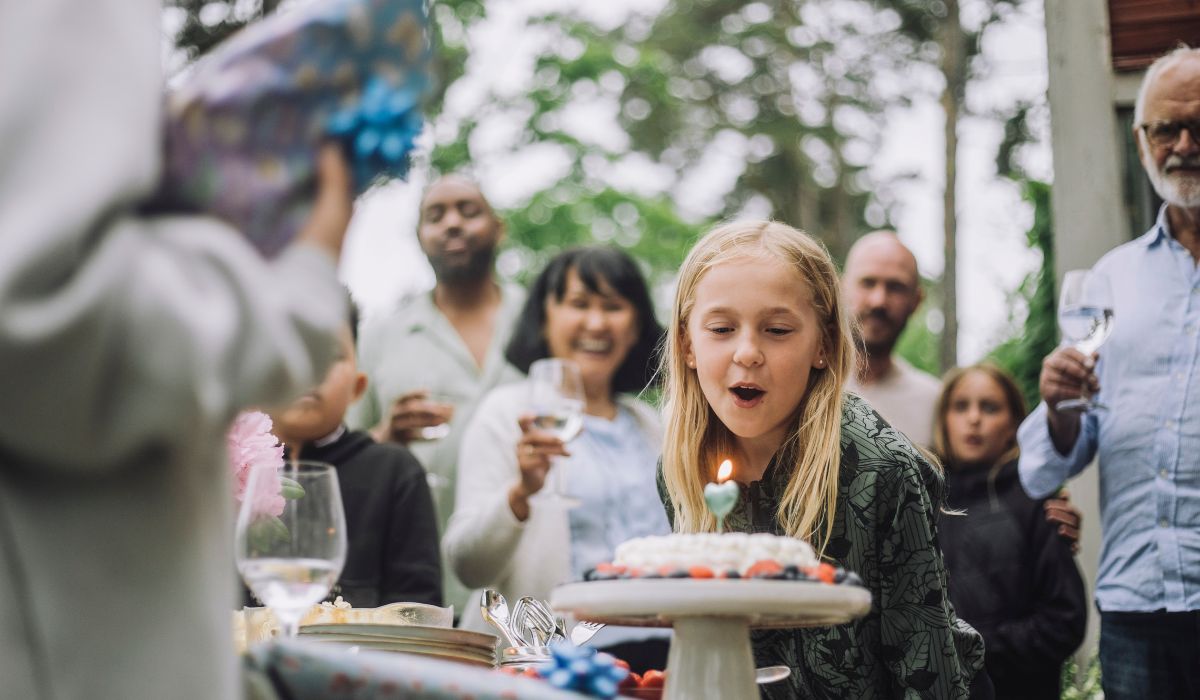 Little girl at birthday party