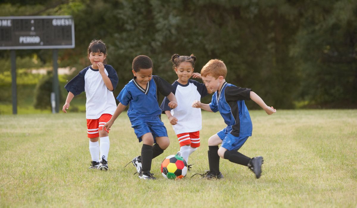 Children playing football