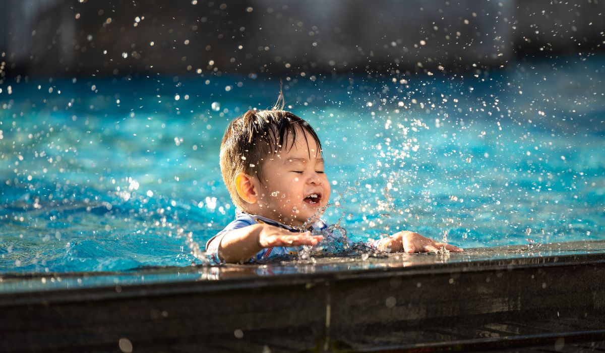 Toddler in pool