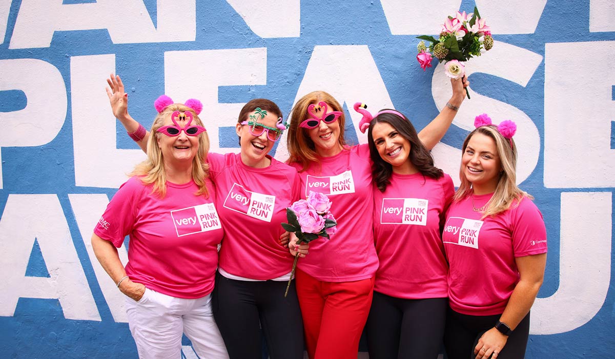 28/7/24 ***NO REPRO FEE*** Janette McNamara, Karina Topp, Eavanna Breen, Niamh O'Donoghue and Lauren Barrett - all Very Pink Run Patient Ambassadors pictured at the launch of Breast Cancer Ireland’s Very Pink Run which returns this year to the grounds of Leopardstown Race Course in Dublin (31st August), The Watershed in Kilkenny (1st September) and Cork at Munster Technological University (8th September) with registration now open on www.verypinkrun.ie
The annual event, sponsored by Very, is open to everyone of all ages and fitness levels, and promises a fun, family, festival style day out with music, games, and children’s entertainment. Participants are encouraged to run, jog, walk or even scoot either the 10k or 5k routes at any of the three live event locations.For those that can’t make the physical events taking place, participants can once again take part virtually, anywhere that suits them, across local communities and indeed across the world. All funds raised will support Breast Cancer Ireland’s pioneering research into metastatic cancer and awareness programmes nationally. Pic: Marc O'Sullivan