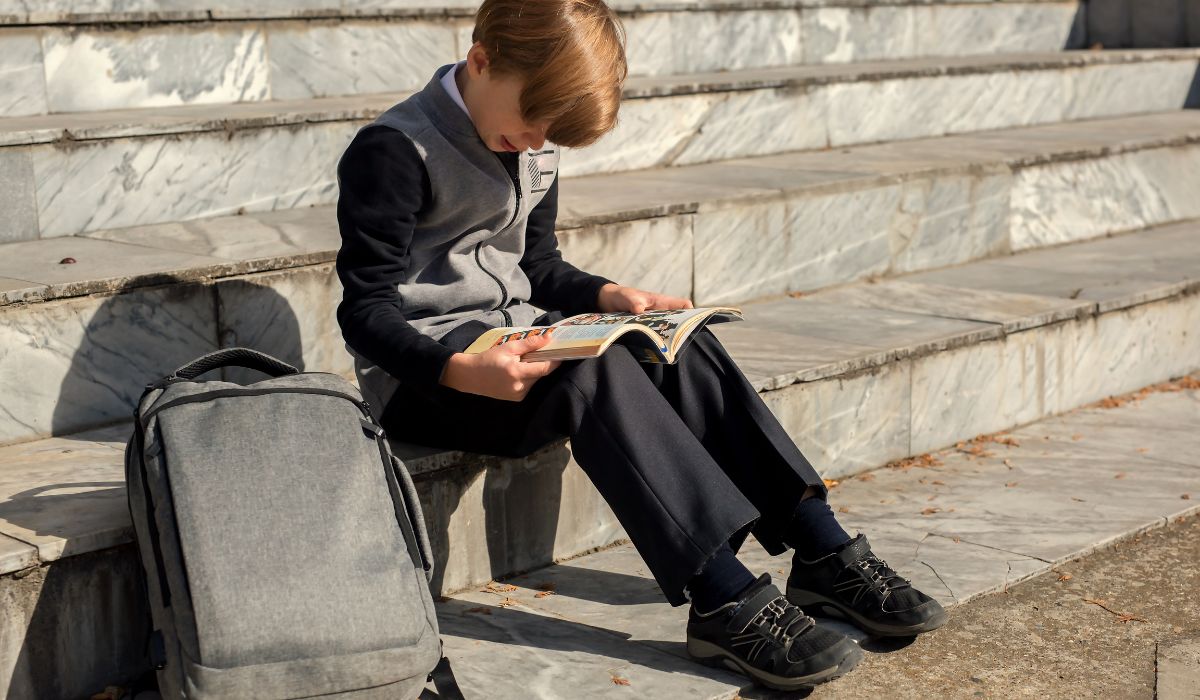 School child reading