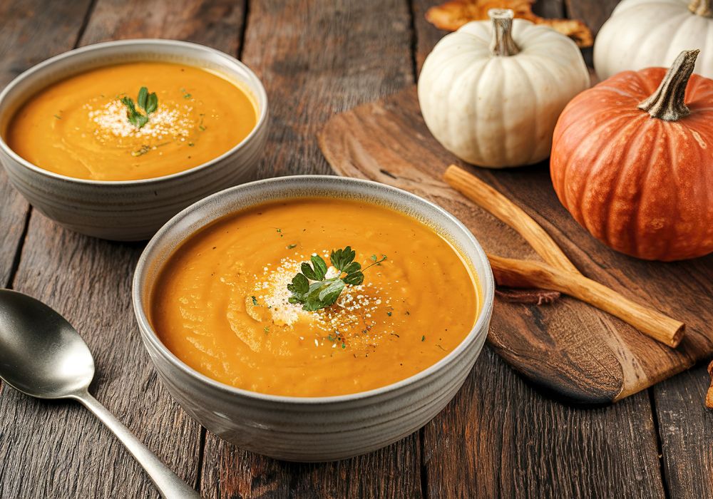 pumpkin soup in a bowl