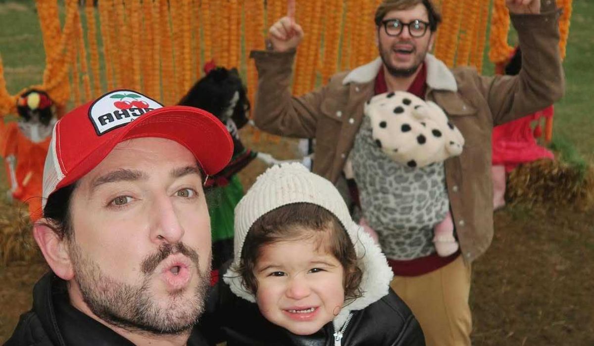 Brian Dowling and Arthur Gourounlian with their two children Blake and Blu