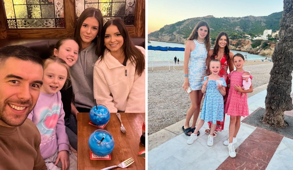 Rachel Gorry with her three children and her new boyfriend