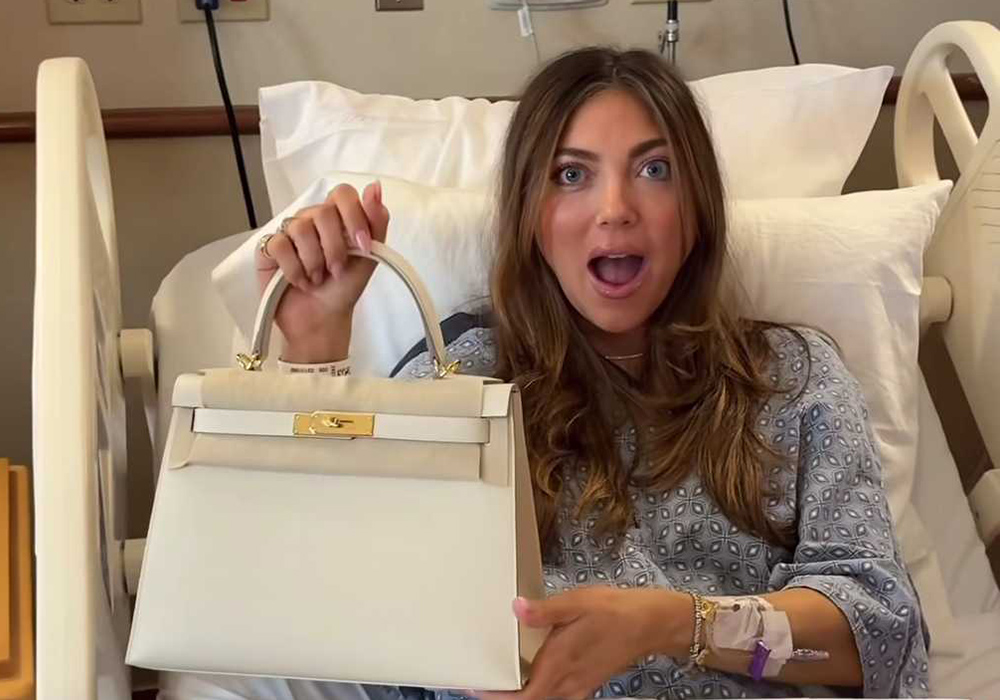 Pookie's push present was a Hérmes Kelly handbag. Pic: campbellhuntpuckett/Instagram