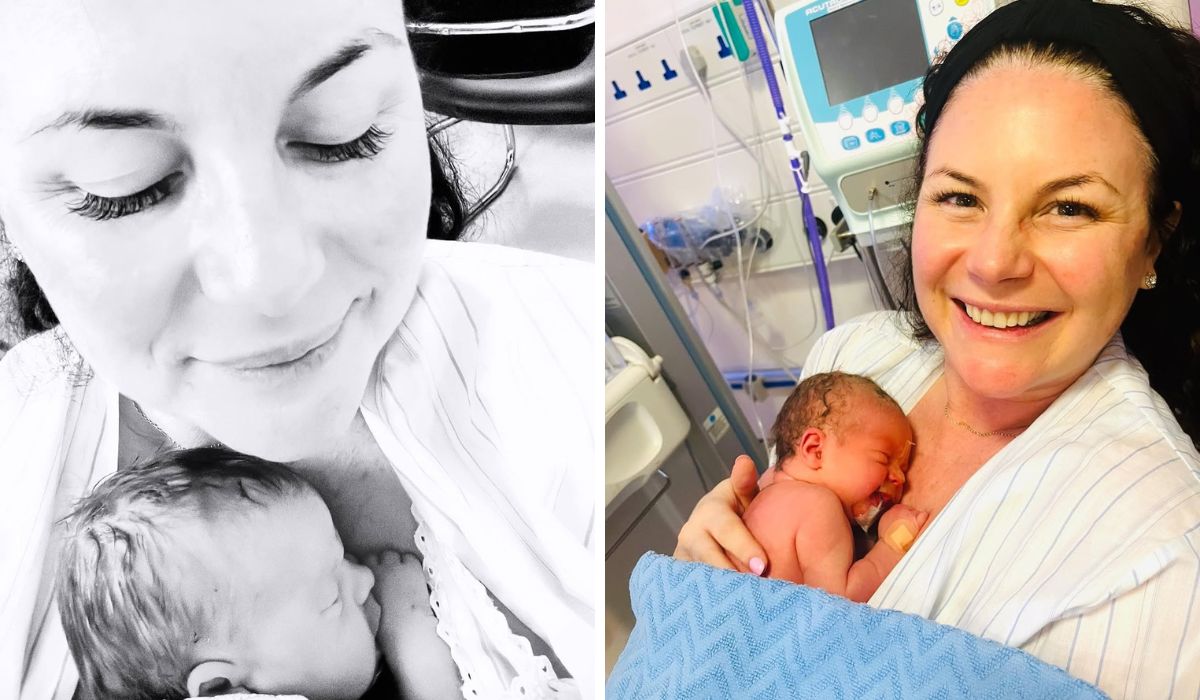 Lisa Cannon with her newborn girl Seren