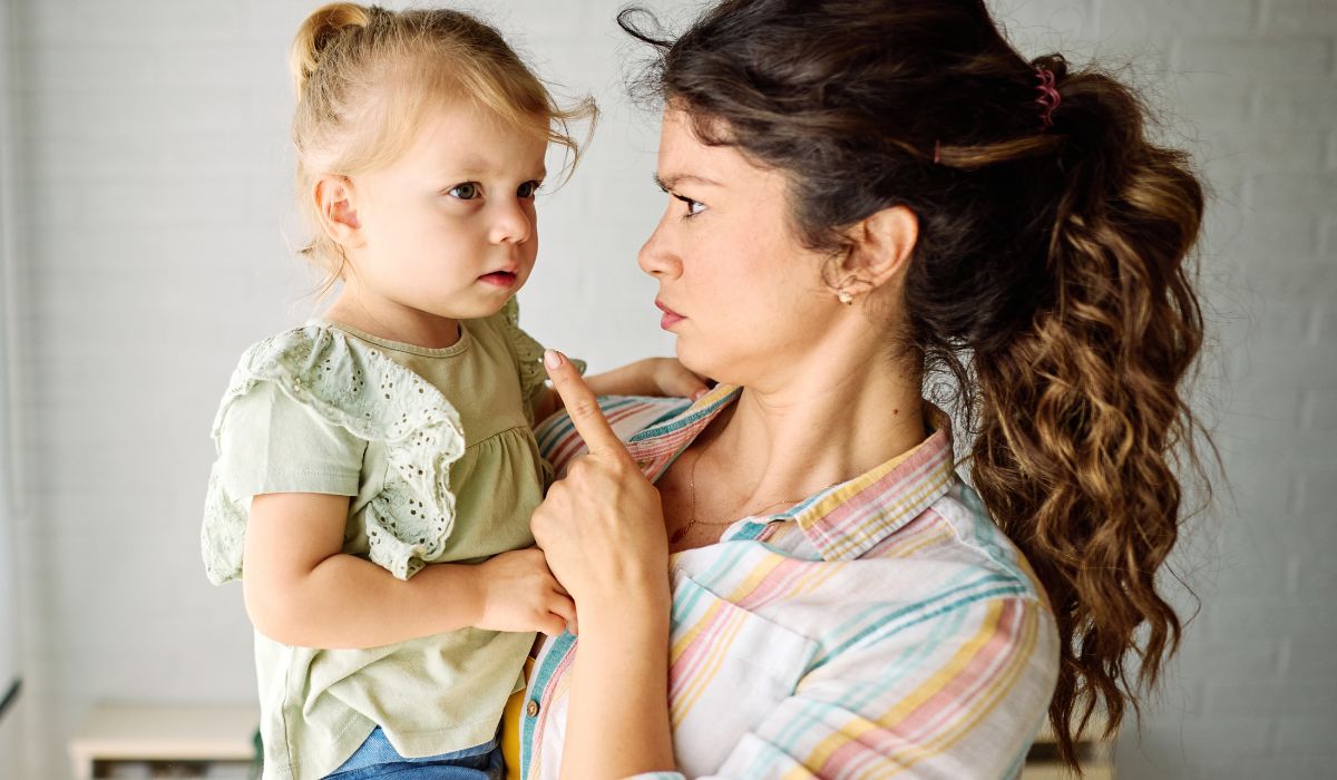 Mother scolding toddler